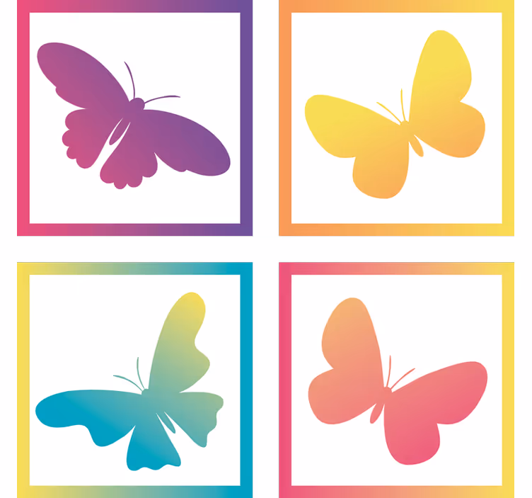 Moderne coaster med sommerfuglesilhuetter i klare farver - TenStickers