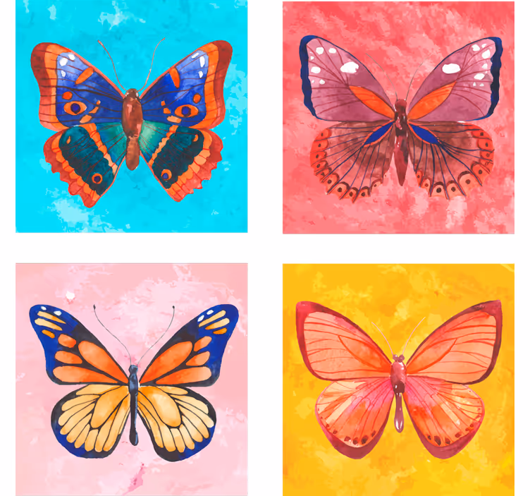 Skør coaster med farverig sommerfugleillustration - TenStickers