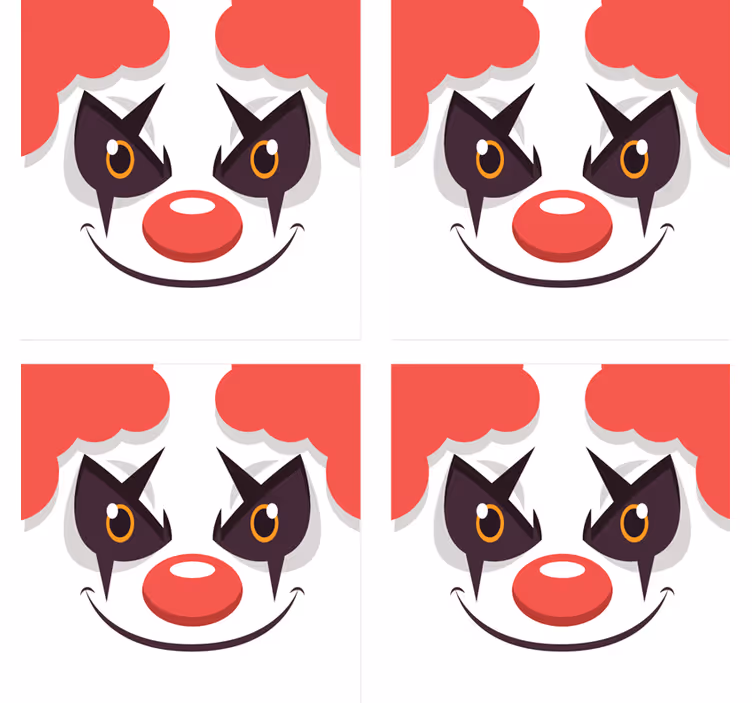 Dårlig klovn, tegning, halloween, coaster - TenStickers