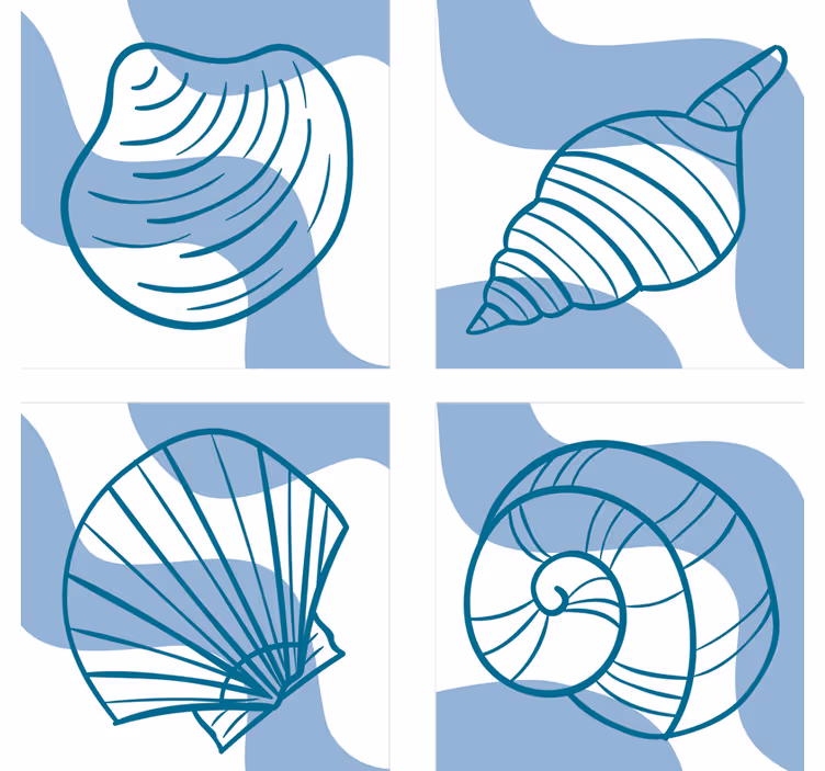 Skør coaster med stiliserede muslingemotiver - TenStickers