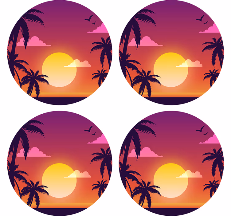 Skør coaster med tropisk solnedgangsmotiv - TenStickers