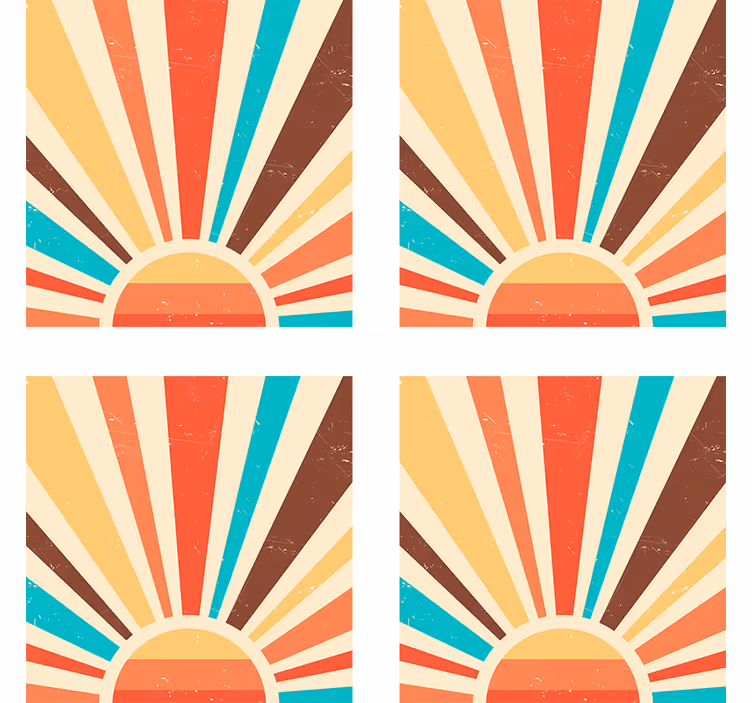 Abstrakt vintage solnedgang 70'ere coasters - TenStickers