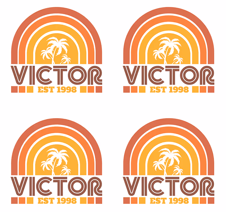 Personlig coaster retro palmetræer emblem - TenStickers