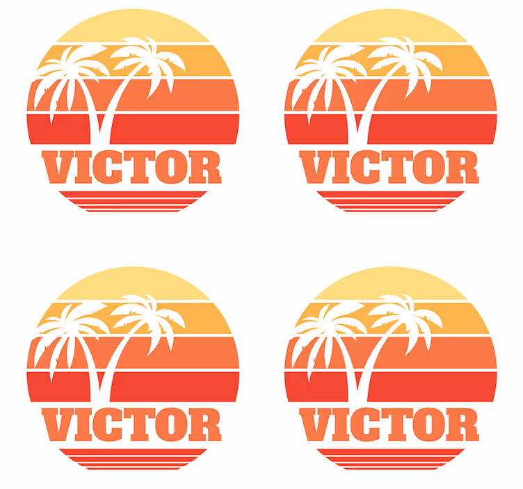 Retro solnedgang med dit navn 70'ers coasters - TenStickers
