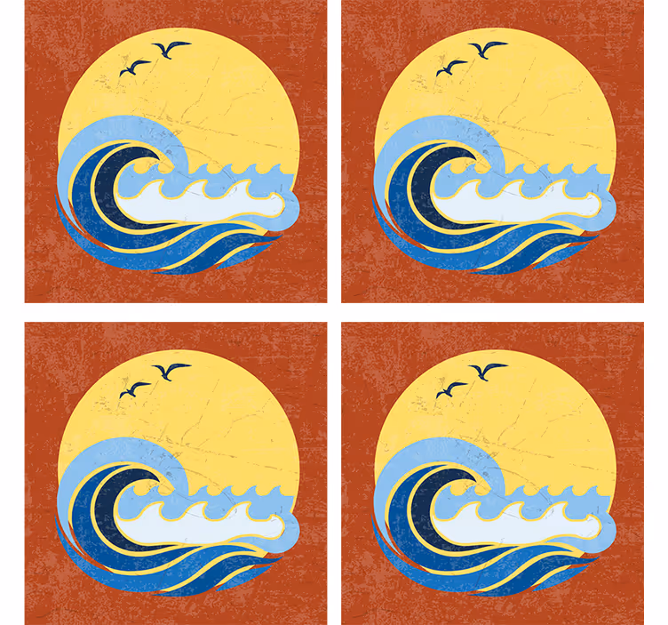 Skør coaster med solnedgangsbølge design - TenStickers