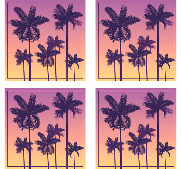 Solnedgang palmetræer 70'ere coasters - TenStickers