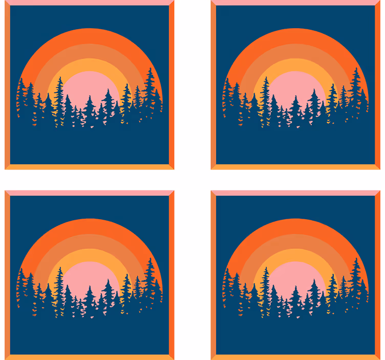 Vintage sol og træer 70'ere coasters - TenStickers