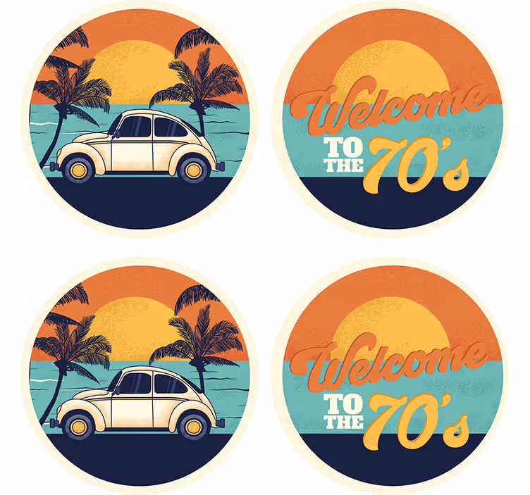 Vintage coaster med retro kystscene - TenStickers