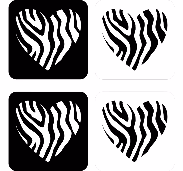 Skør coaster med zebra mønster hjerteform - TenStickers