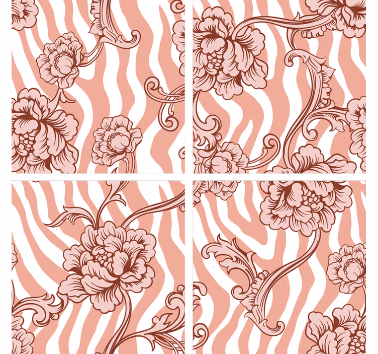 Coaster med blomstret bølgemønster - TenStickers