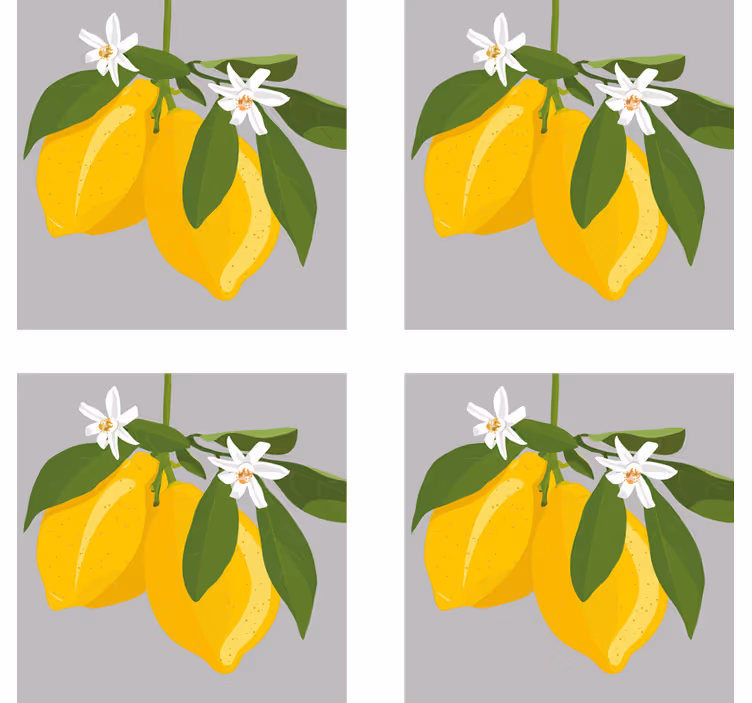 Moderne coaster gule citroner med blade - TenStickers