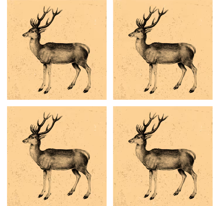 Øl coaster med vintage hjorteillustration - TenStickers