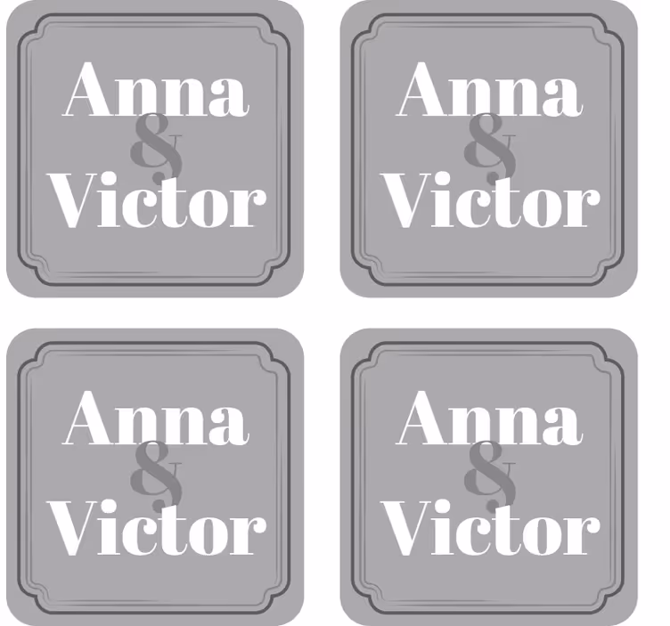 Elegant med tekst bryllup coaster - TenStickers