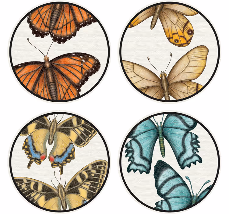 Skør coaster med farverige sommerfugle - TenStickers