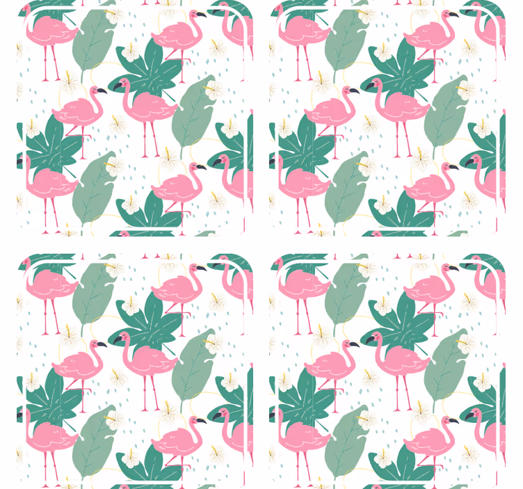 Skør coaster med flamingomønster og blade - TenStickers