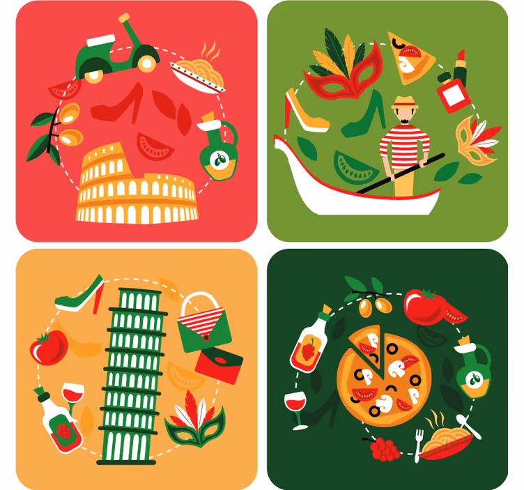 Skør coaster italiensk kulinarisk rejse - TenStickers
