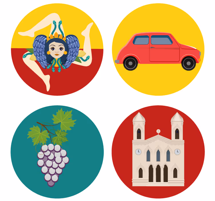 Moderne coaster sicilianske mytologi druer - TenStickers