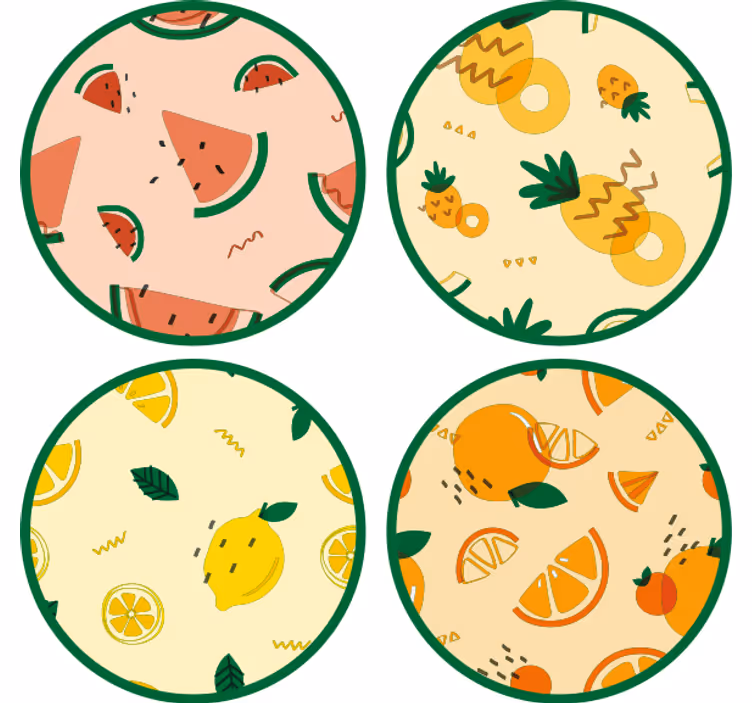 Skør coaster med tropiske frugtmønstre - TenStickers