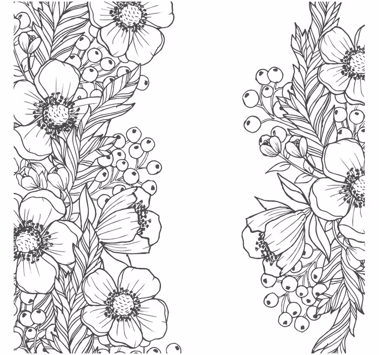 Forskellige sorte blomster på hvid moderne coaster - TenStickers