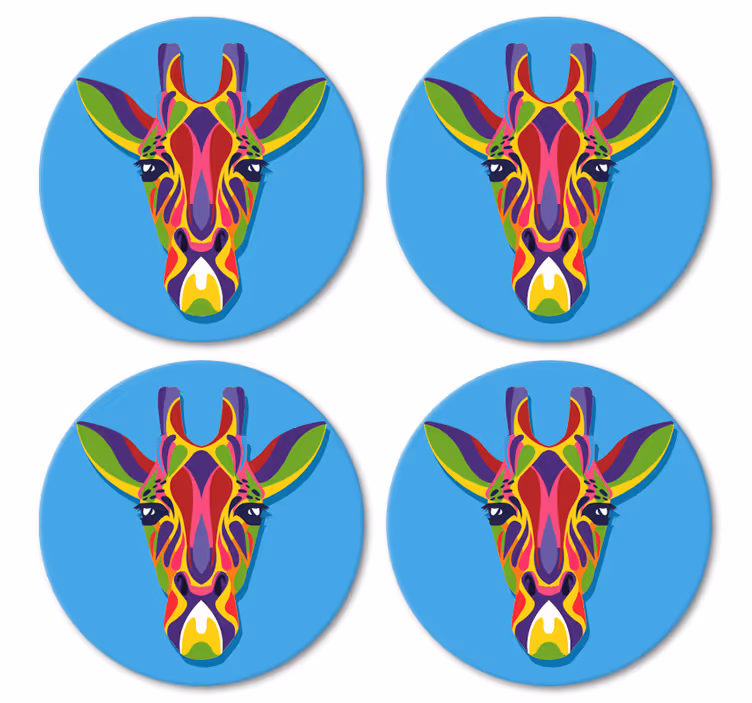 Flerfarvet giraf maleri moderne coaster - TenStickers