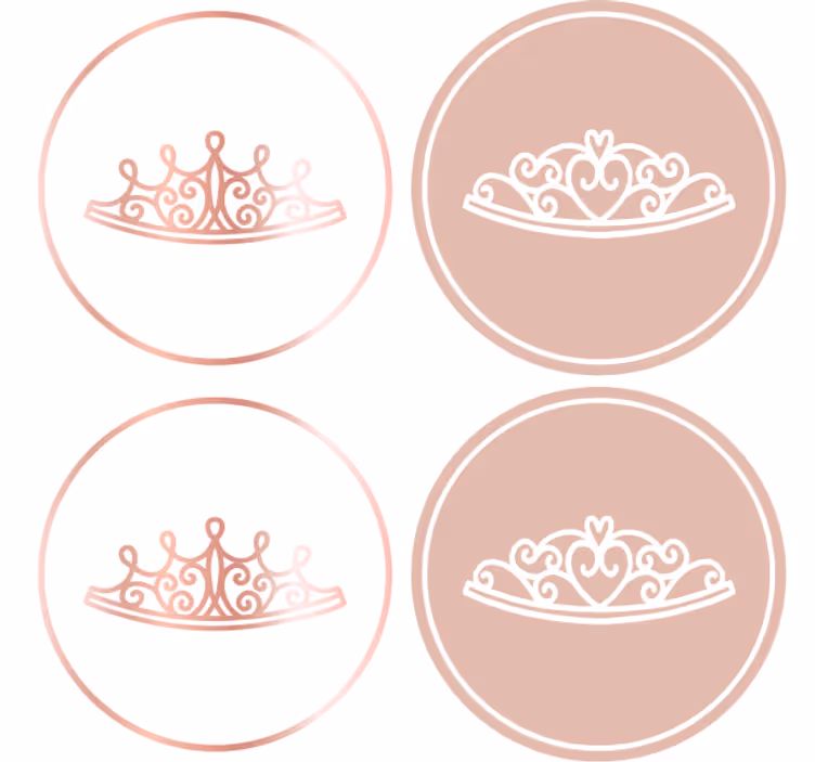 Moderne coaster med elegante tiara ikoner - TenStickers