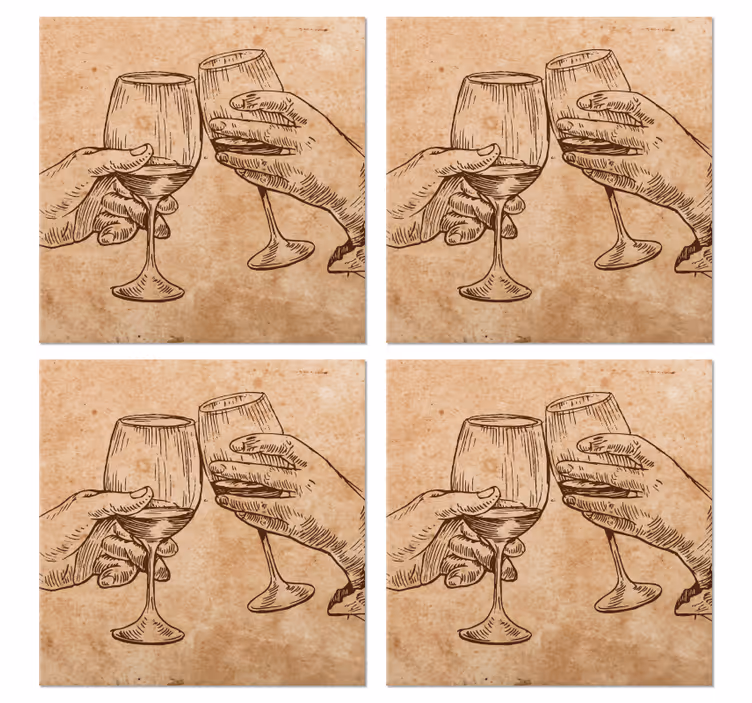 Øl coaster med håndtegnede glas motiver - TenStickers