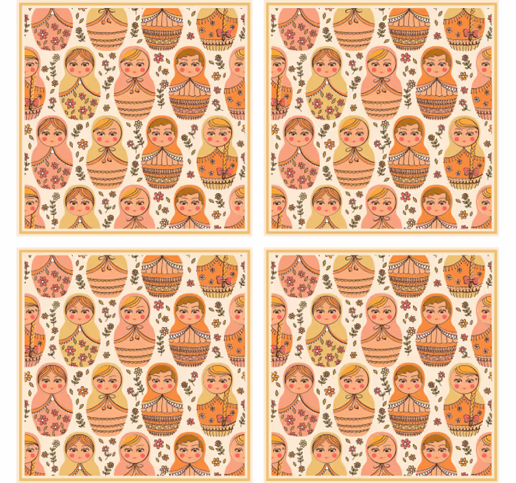 Skør coaster med farverige matrjosjka-dukker - TenStickers