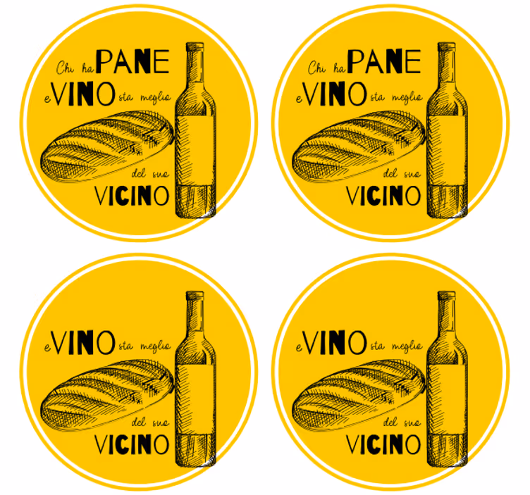 Personlig coaster vinflaske og brød - TenStickers