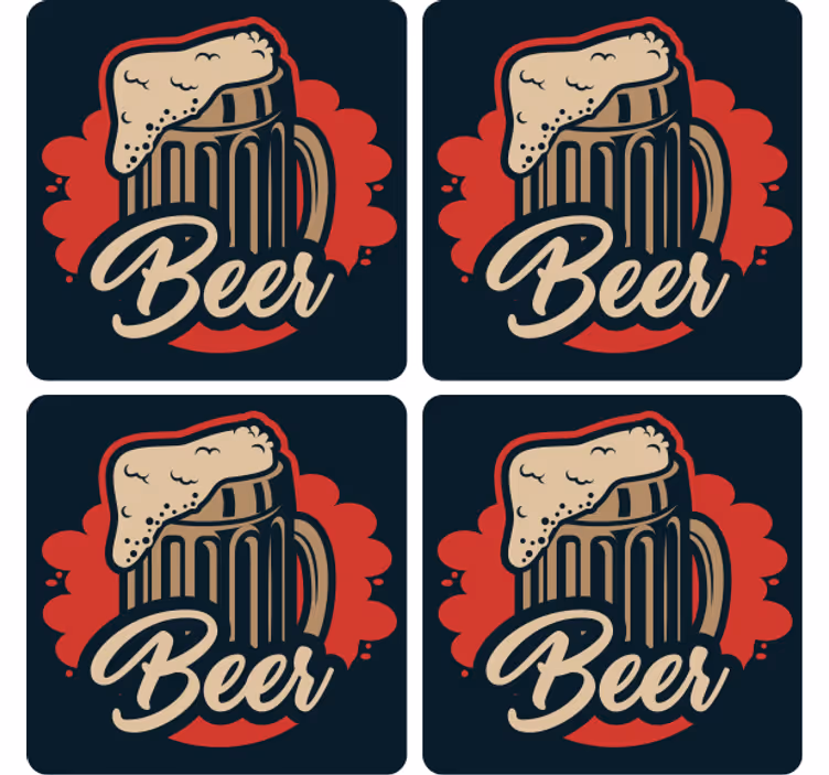 Øl coaster med skummende krus illustration - TenStickers