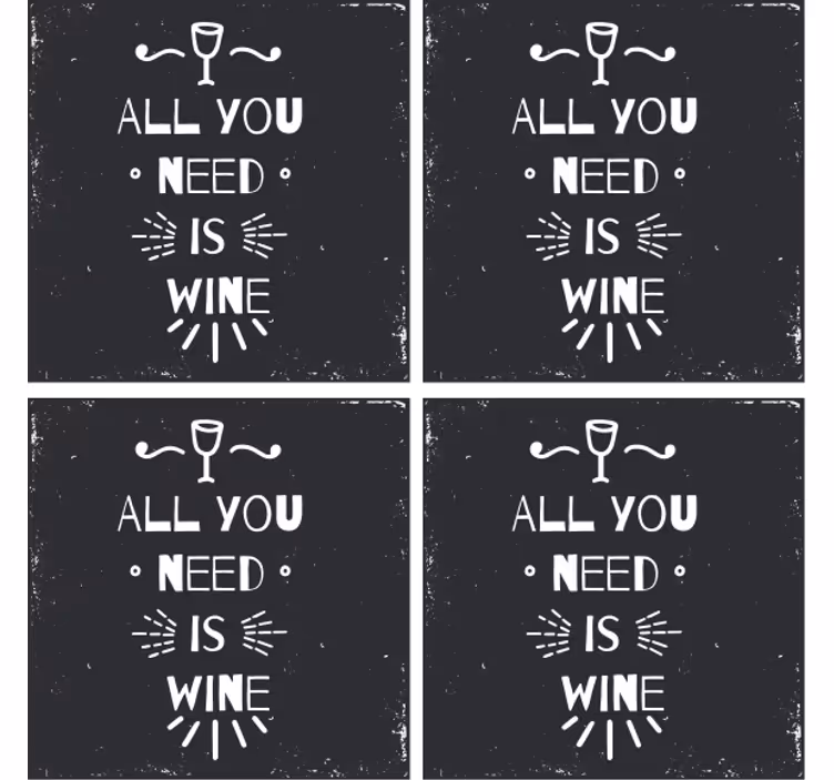 Wine necessity citater tekst coaster - TenStickers