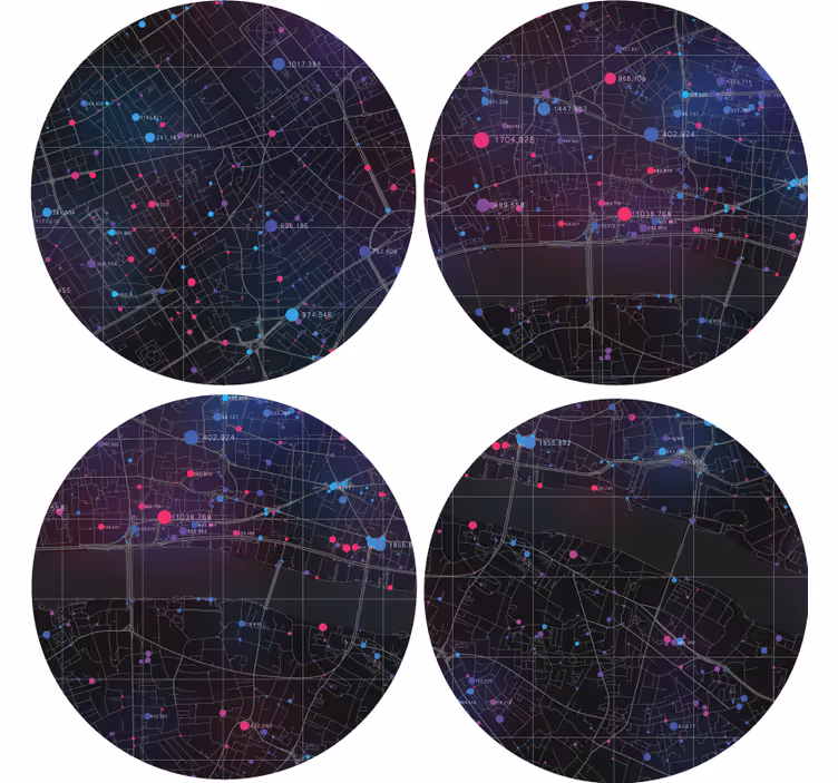 Forskellige byer kortlægger moderne coaster - TenStickers