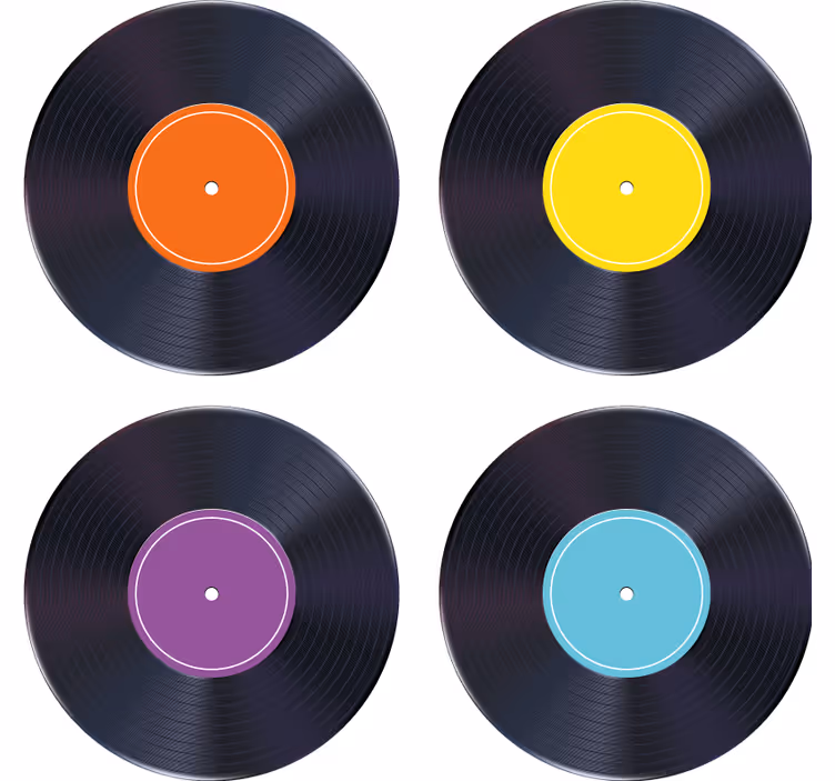 Vintage coaster med farverige vinylplader - TenStickers