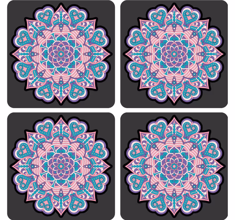 Skør coaster farverig hjerte mandala - TenStickers