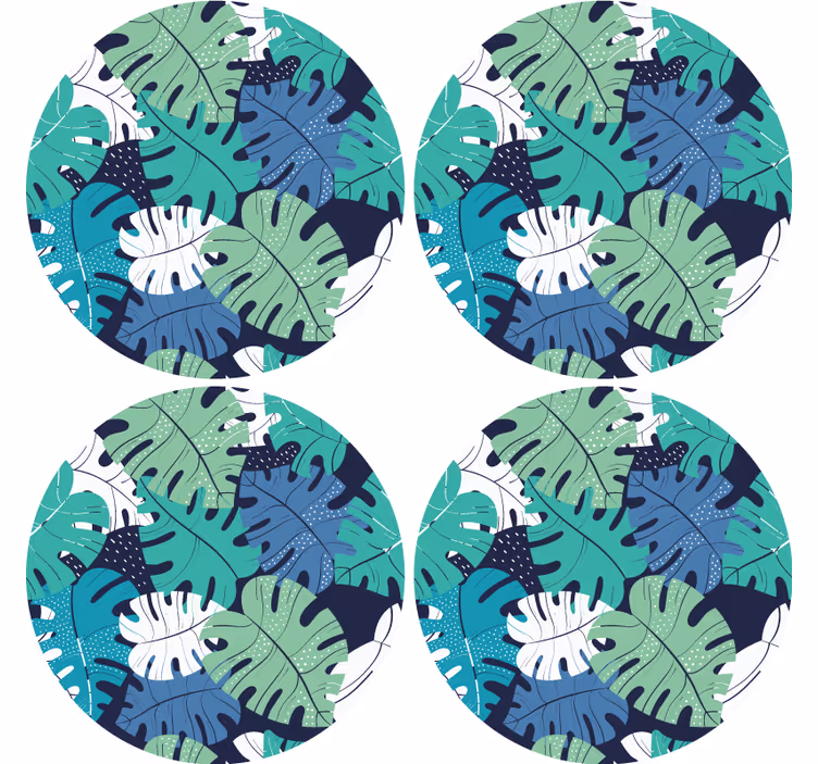 Tropical leaf emblem coaster - TenStickers