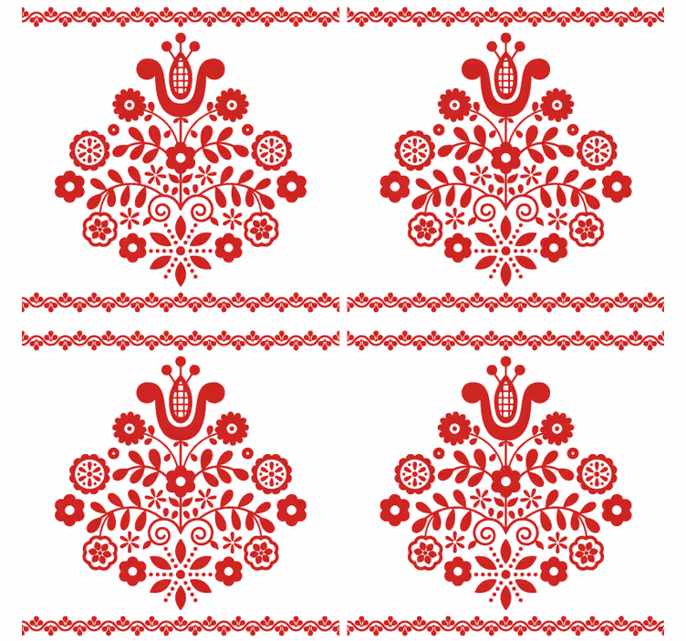 Coaster floral folk motiv - TenStickers