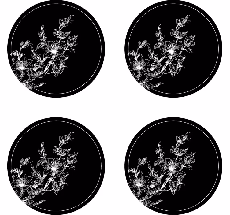 Coaster med blomsterlinjekunst - TenStickers