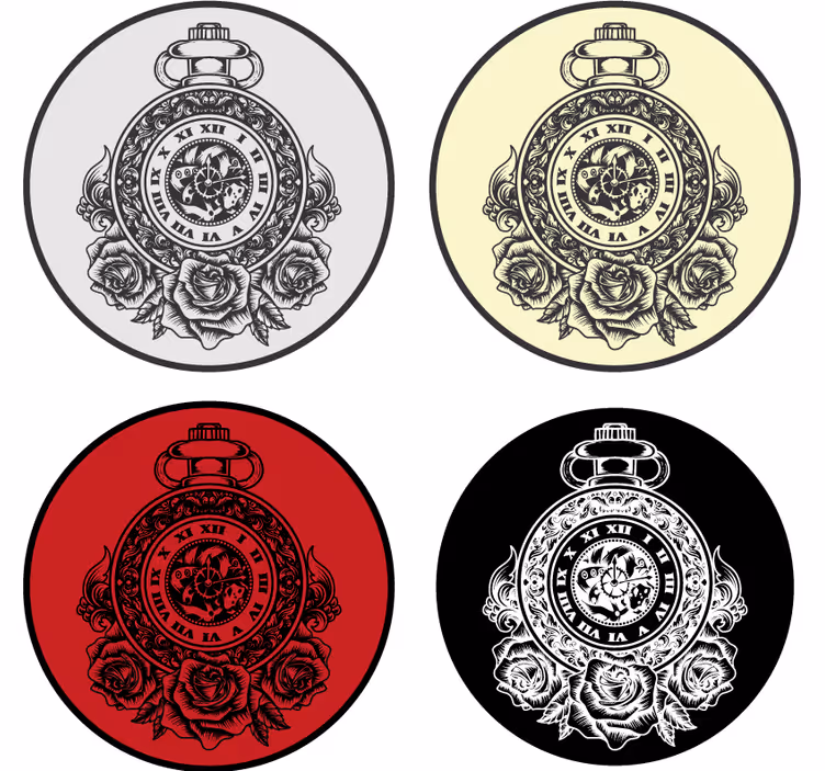 Vintage coaster med lommelommeur roser - TenStickers