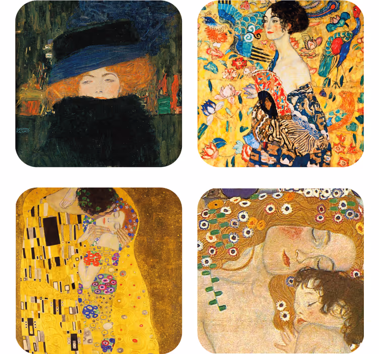 Vintage coaster med klassiske kunstportrætter - TenStickers