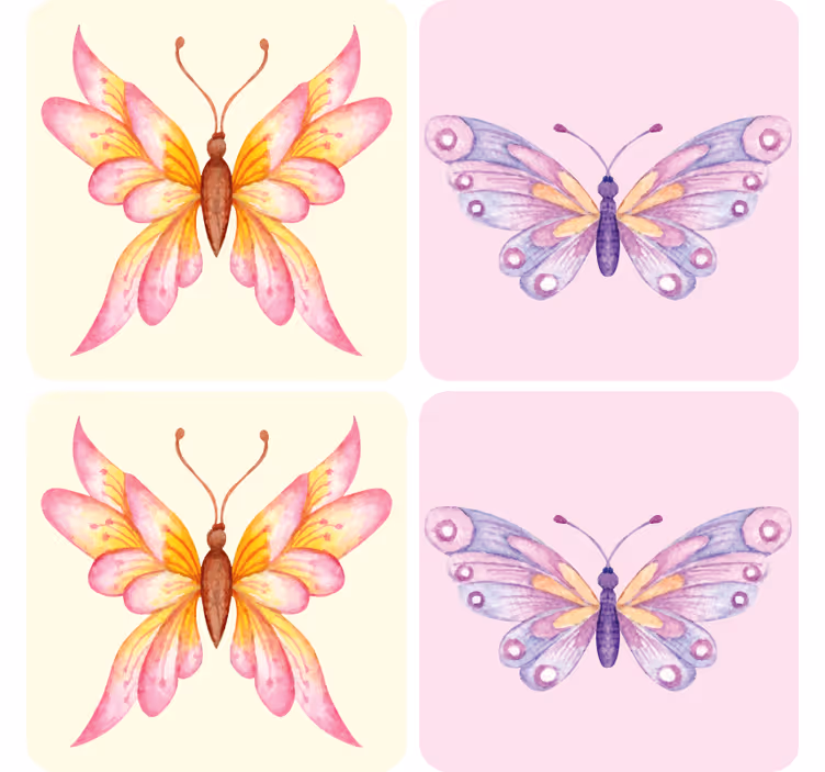 Skør coaster med farverige sommerfuglemotiver - TenStickers