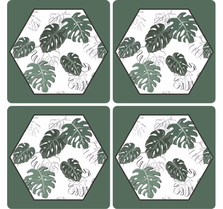 Coaster med hexagonalt bladmønster - TenStickers