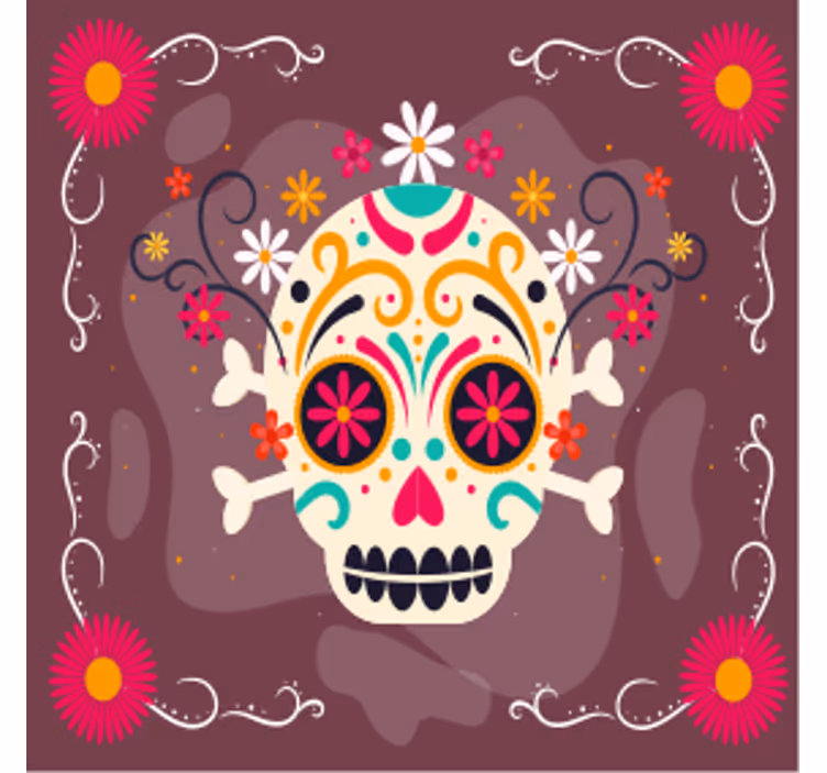 Halloween coaster med farverigt kraniet design - TenStickers
