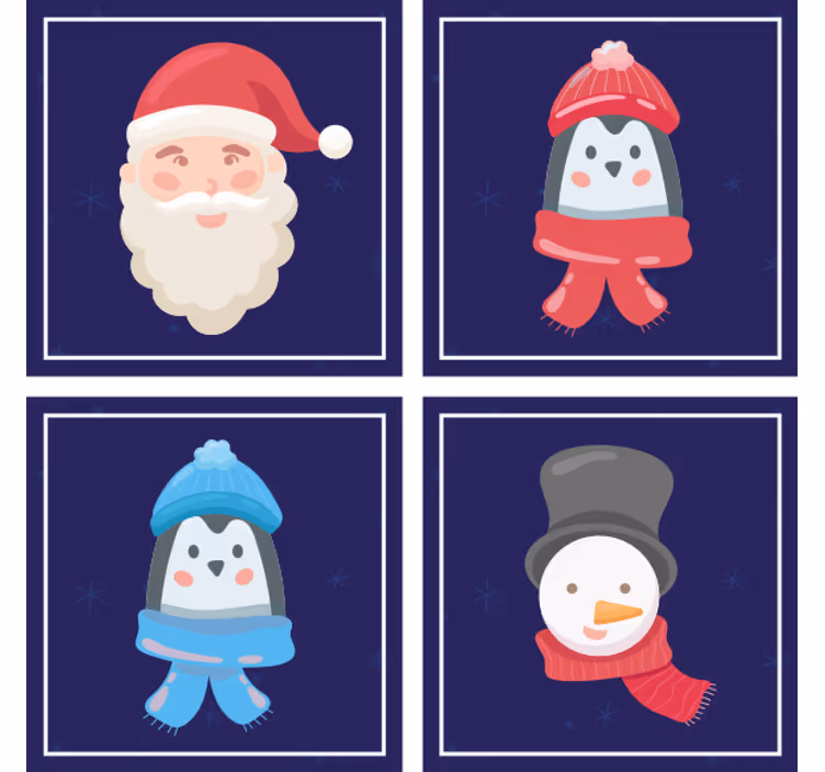 Jule bordskåner med julemand og snemænd ansigt - TenStickers