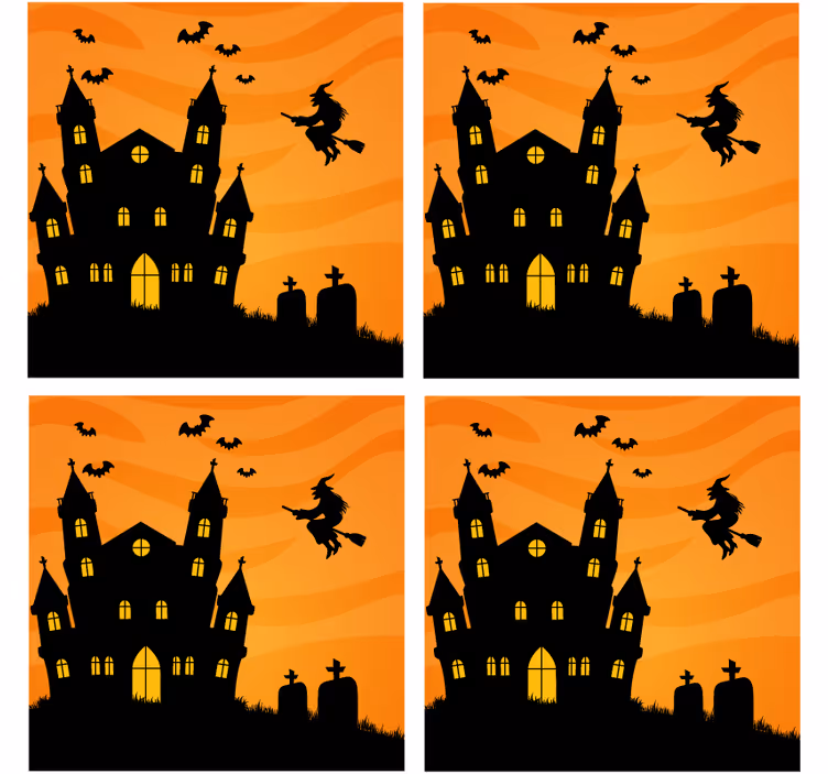 Halloween coaster med uhyggeligt hus silhuet - TenStickers