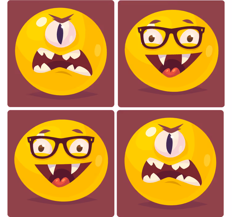 Skør coaster med skøre smiley ansigtter - TenStickers