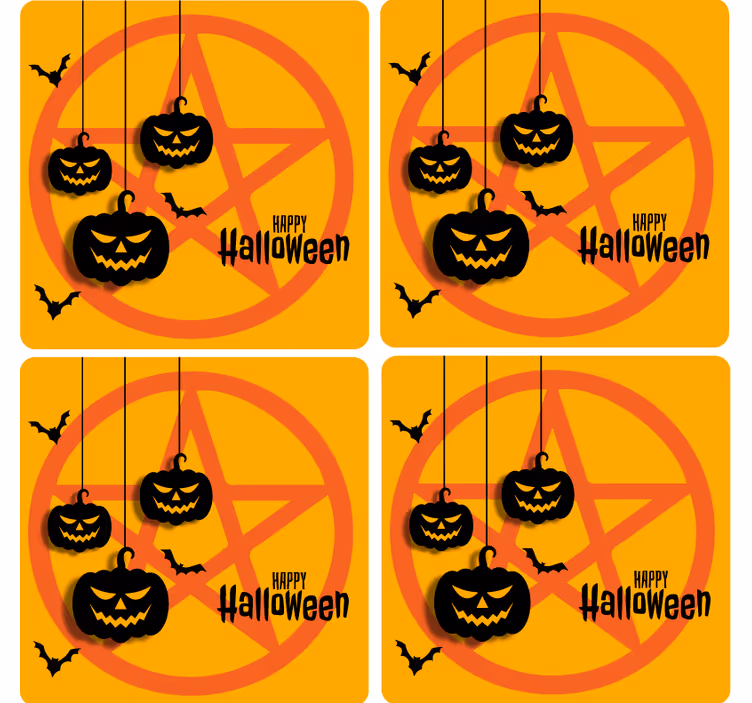 Uhyggeligt græskar motiv Halloween coaster - TenStickers