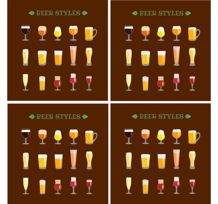 Forskellige ølglas ølmåtter - TenStickers