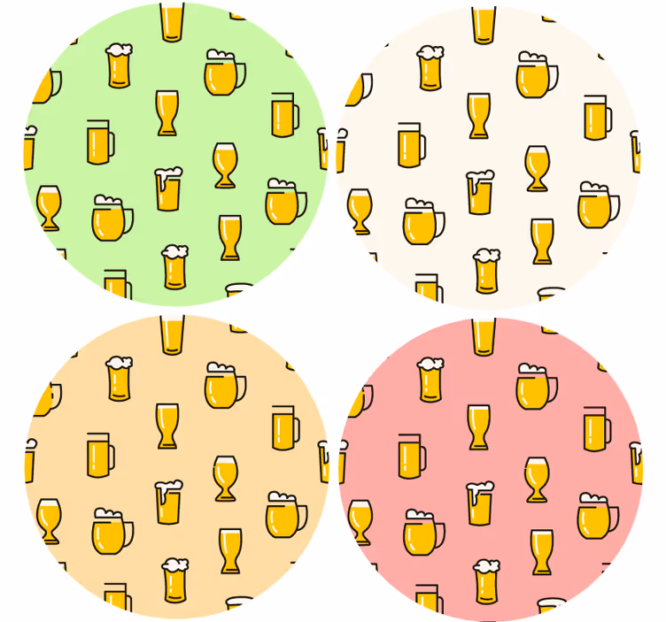øl mønster vinyl coastere - TenStickers