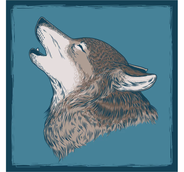 Vild ulv illustration moderne coaster - TenStickers