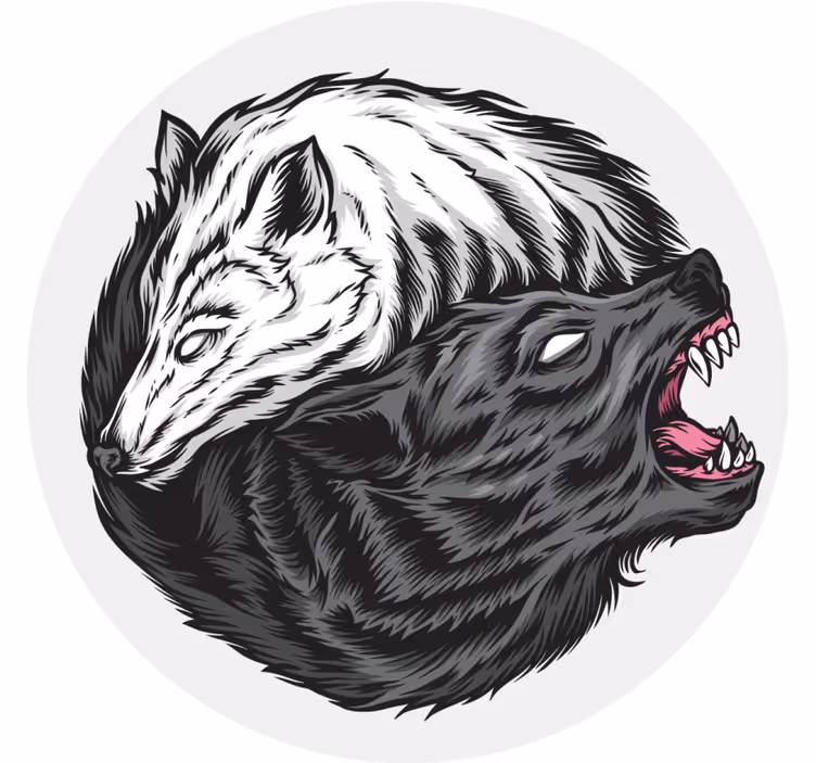 Yin yang ulv illustration halloween coaster - TenStickers