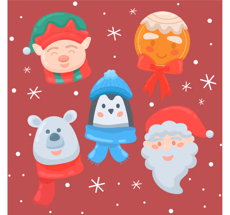 Jule bordskåner med festlige figurer assorteret - TenStickers